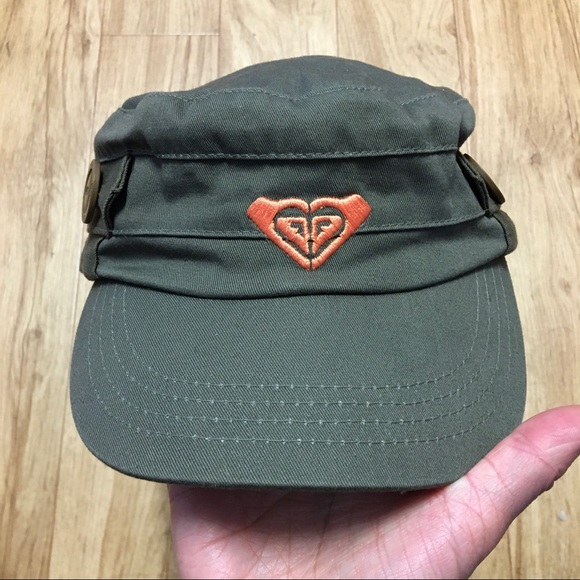 Roxy Military Style Strapback Hat With Buttons